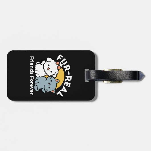 Vier echte vrienden voor altijd | Schattige kat en Bagagelabel (Achterkant horizontaal)