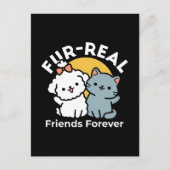 Vier echte vrienden voor altijd | Schattige kat en Briefkaart (Voorkant)