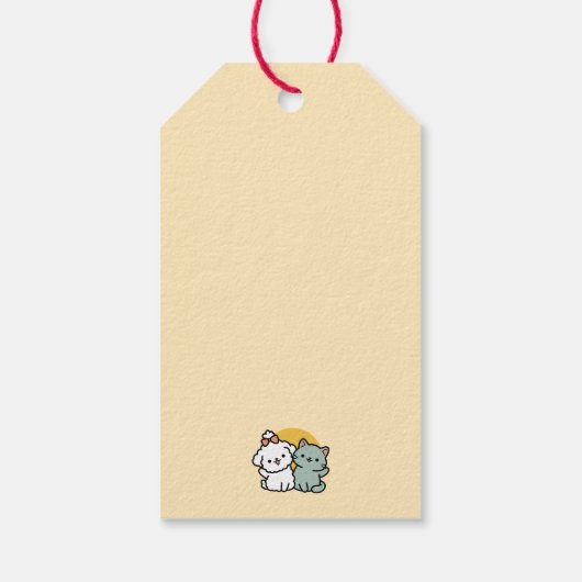 Vier echte vrienden voor altijd | Schattige kat en Cadeaulabel (Achterkant)