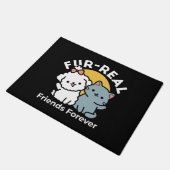 Vier echte vrienden voor altijd | Schattige kat en Deurmat (Schuin)