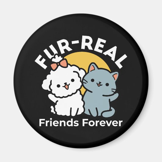 Vier echte vrienden voor altijd | Schattige kat en Magneet (Voorkant)