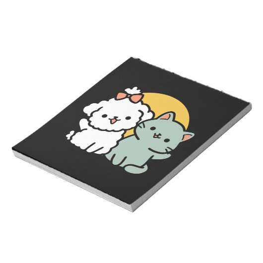 Vier echte vrienden voor altijd | Schattige kat en Notitieblok (Linkerzijde)