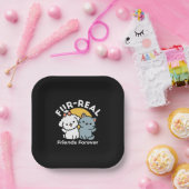 Vier echte vrienden voor altijd | Schattige kat en Papieren Bordje (Feest)