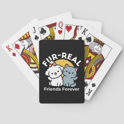 Vier echte vrienden voor altijd | Schattige kat en Pokerkaarten (Achterkant)