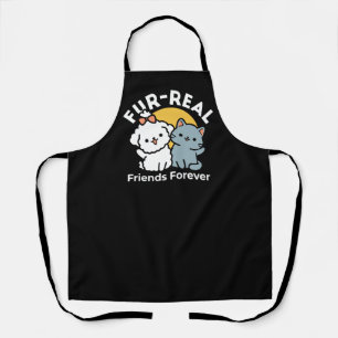 Vier echte vrienden voor altijd   Schattige kat en Schort