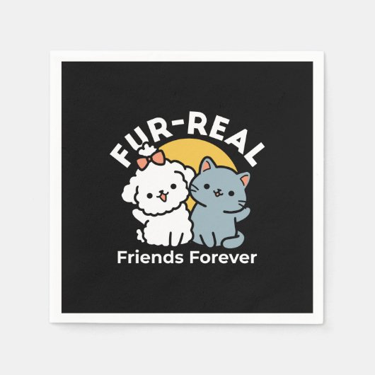 Vier echte vrienden voor altijd | Schattige kat en Servet (Voorkant)