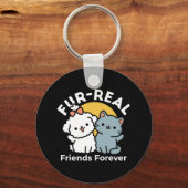 Vier echte vrienden voor altijd | Schattige kat en Sleutelhanger (Achterkant)