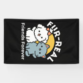 Vier echte vrienden voor altijd | Schattige kat en Spandoek (Horizontaal)