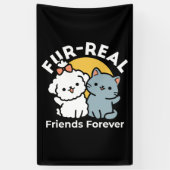 Vier echte vrienden voor altijd | Schattige kat en Spandoek (Verticaal)