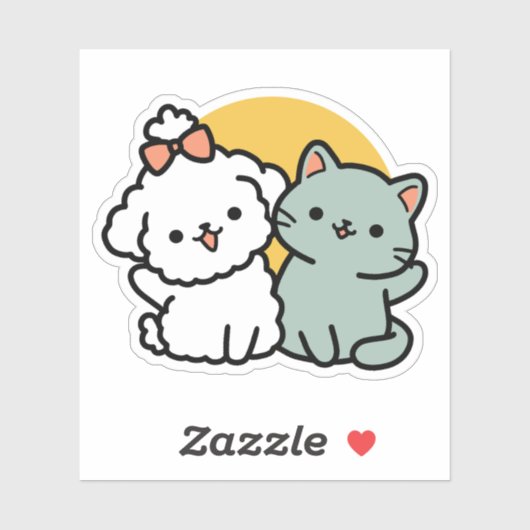 Vier echte vrienden voor altijd | Schattige kat en Sticker (Vel)