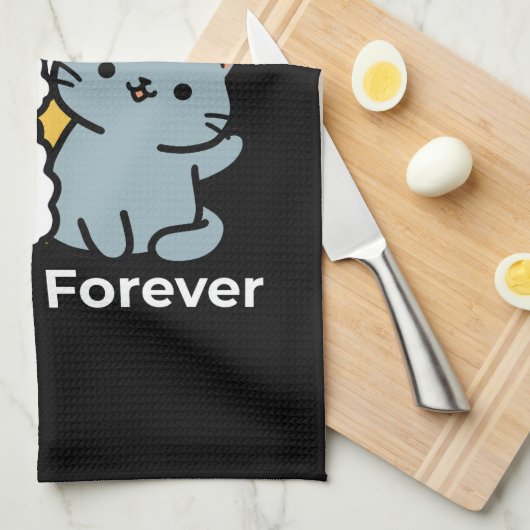 Vier echte vrienden voor altijd | Schattige kat en Theedoek (Quarter Fold)