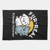 Vier echte vrienden voor altijd | Schattige kat en Theedoek (Horizontaal)