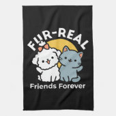 Vier echte vrienden voor altijd | Schattige kat en Theedoek (Verticaal)