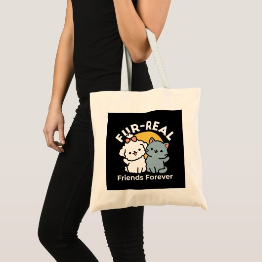 Vier echte vrienden voor altijd | Schattige kat en Tote Bag (Voorkant (product))