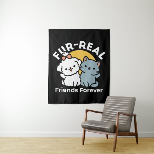 Vier echte vrienden voor altijd | Schattige kat en Wandkleed (In situ)