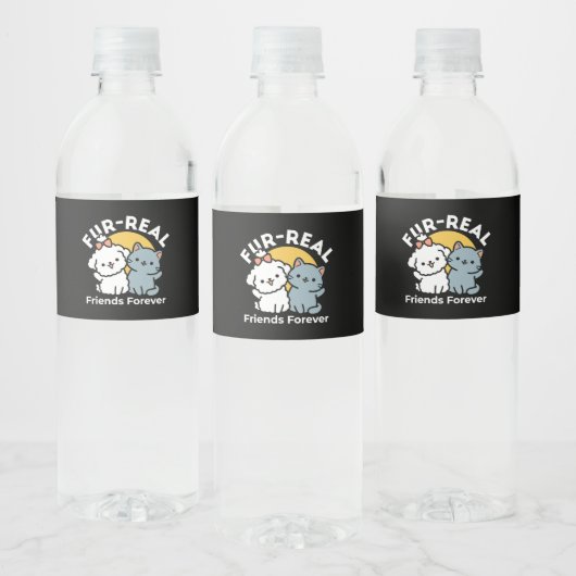 Vier echte vrienden voor altijd | Schattige kat en Waterfles Etiket (Flessen)