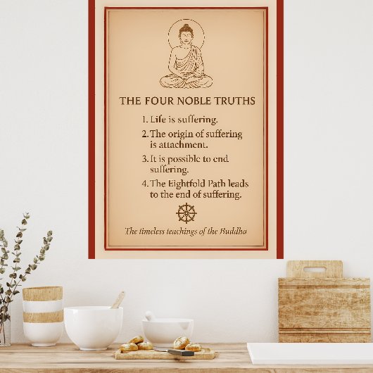 Vier Edele Waarheden Boeddha Wandkunst Poster (Keuken)