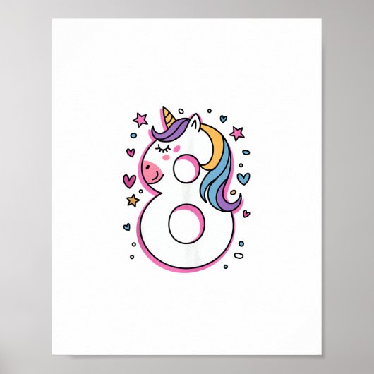 Vier een gelukkig 8 jaar oud verjaardagsfeest voor poster (Voorkant)