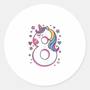 Vier een gelukkig 8 jaar oud verjaardagsfeest voor ronde sticker