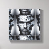 Vier - een gezichtspuzzel van een man canvas afdruk (Voorkant)
