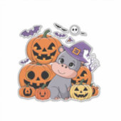Vier een Hippo Halloween met Moo Deng! Long SL Sticker (Voorkant)