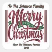 Vier een kleurrijke en vrolijke kerst met vreugde vierkante sticker (Voorkant)