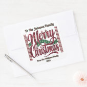 Vier een kleurrijke en vrolijke kerst met vreugde vierkante sticker (Envelop)