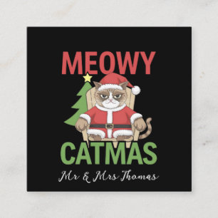 Vier een 'Meowy-Kerstmis' De Purfect Kerstmis Vierkante Visitekaartje