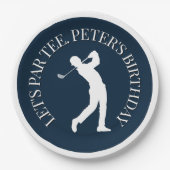 Vier een mijlpaalverjaardag met een golfthema papieren bordje (Voorkant)