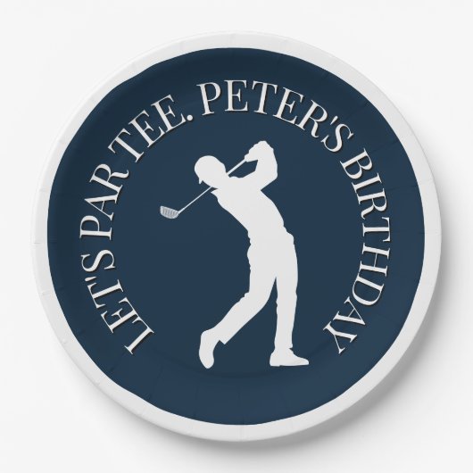 Vier een mijlpaalverjaardag met een golfthema papieren bordje (Voorkant)