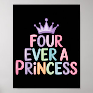 Vier een prinses 4e verjaardag meisjes 4 jaar oud poster