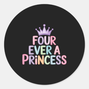 Vier een prinses 4e verjaardag meisjes 4 jaar oud ronde sticker