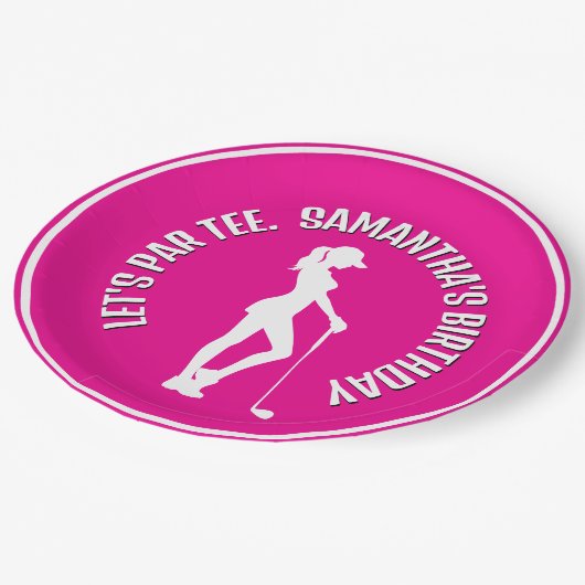 Vier een roze verjaardagsfeestje! papieren bordje (Gekanteld)