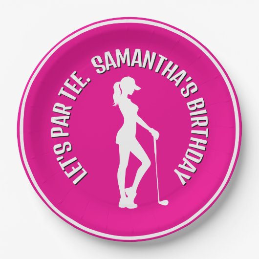 Vier een roze verjaardagsfeestje! papieren bordje (Voorkant)