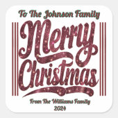 Vier een sprankelend vrolijk kerstfeest met vreugd vierkante sticker (Voorkant)