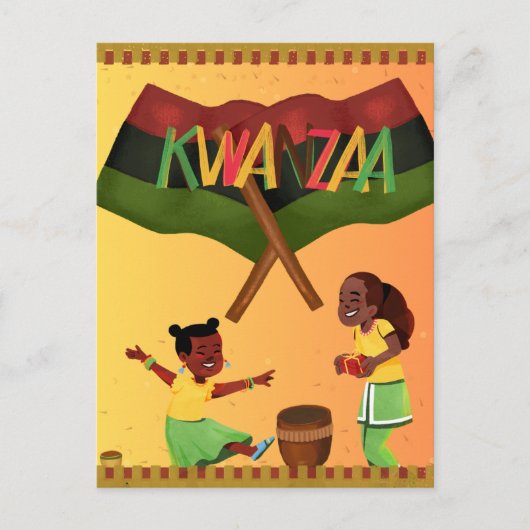 Vier eenheid: een vreugdevolle Kwanzaa-bijeenkomst Briefkaart (Voorkant)