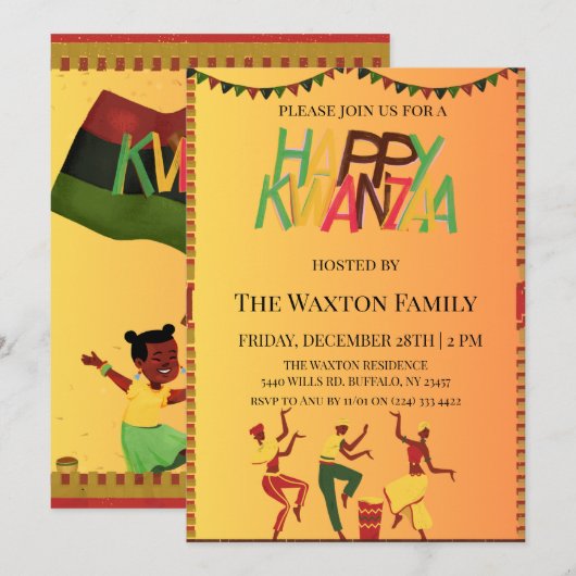 Vier eenheid: een vreugdevolle Kwanzaa-bijeenkomst Kaart (Voorkant / Achterkant)