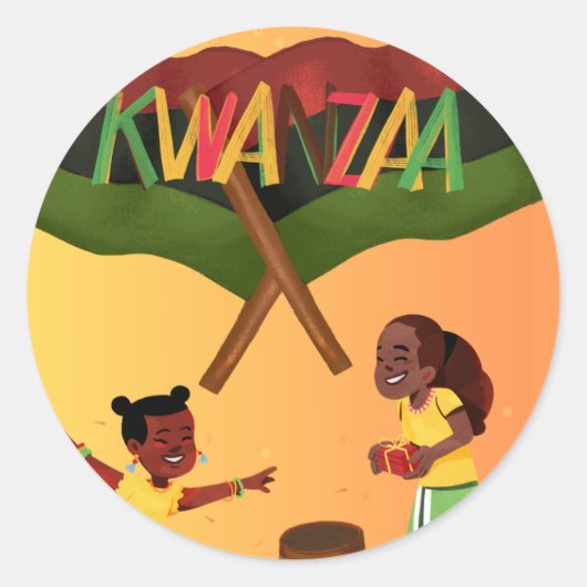 Vier eenheid: een vreugdevolle Kwanzaa-bijeenkomst Ronde Sticker (Voorkant)