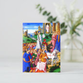 "Vier Eenhoorns leiden de Processie" Briefkaart (Staand voorkant)