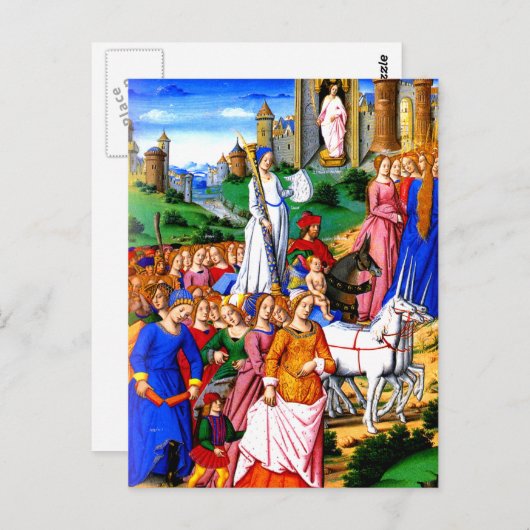 "Vier Eenhoorns leiden de Processie" Briefkaart (Voorkant / Achterkant)