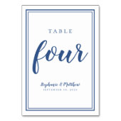 Vier eenvoudige blauwe en witte avondgasten kaart (Achterkant)