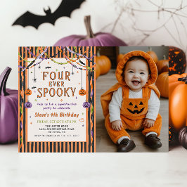 Vier Eeuwig Griezelige Halloween Verjaardagsfoto Kaart