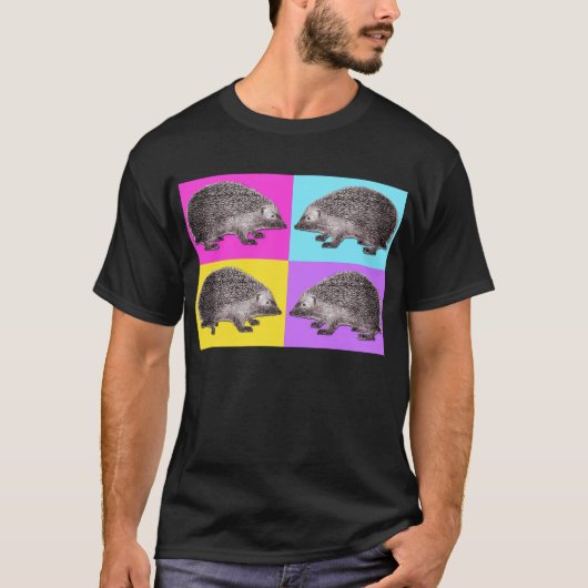 Vier egel T-Shirt - Heldere kleuren op zwart (Voorkant)