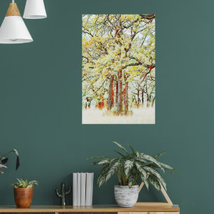 Vier eikenbomen in een Poster voor de kunst van he