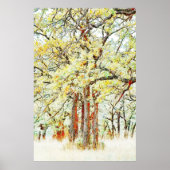 Vier eikenbomen in een Poster voor de kunst van he (Voorkant)