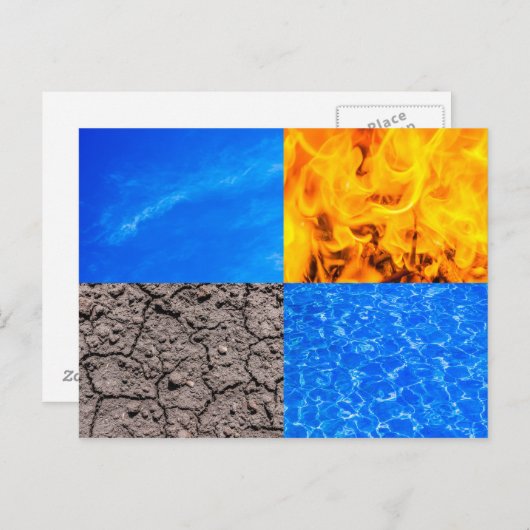 Vier elementen briefkaart (Voorkant / Achterkant)