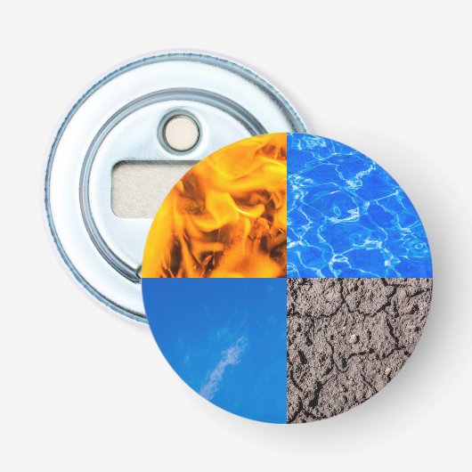 Vier Elementen Button Flesopener (Voorkant)