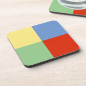 Vier elementen in geel blauw rood groen bier onderzetter (Linkerzijde)