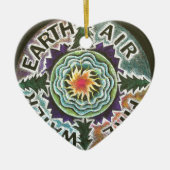 Vier elementen Sun Mandala Keramisch Ornament (Voorkant)