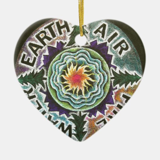 Vier elementen Sun Mandala Keramisch Ornament (Voorkant)